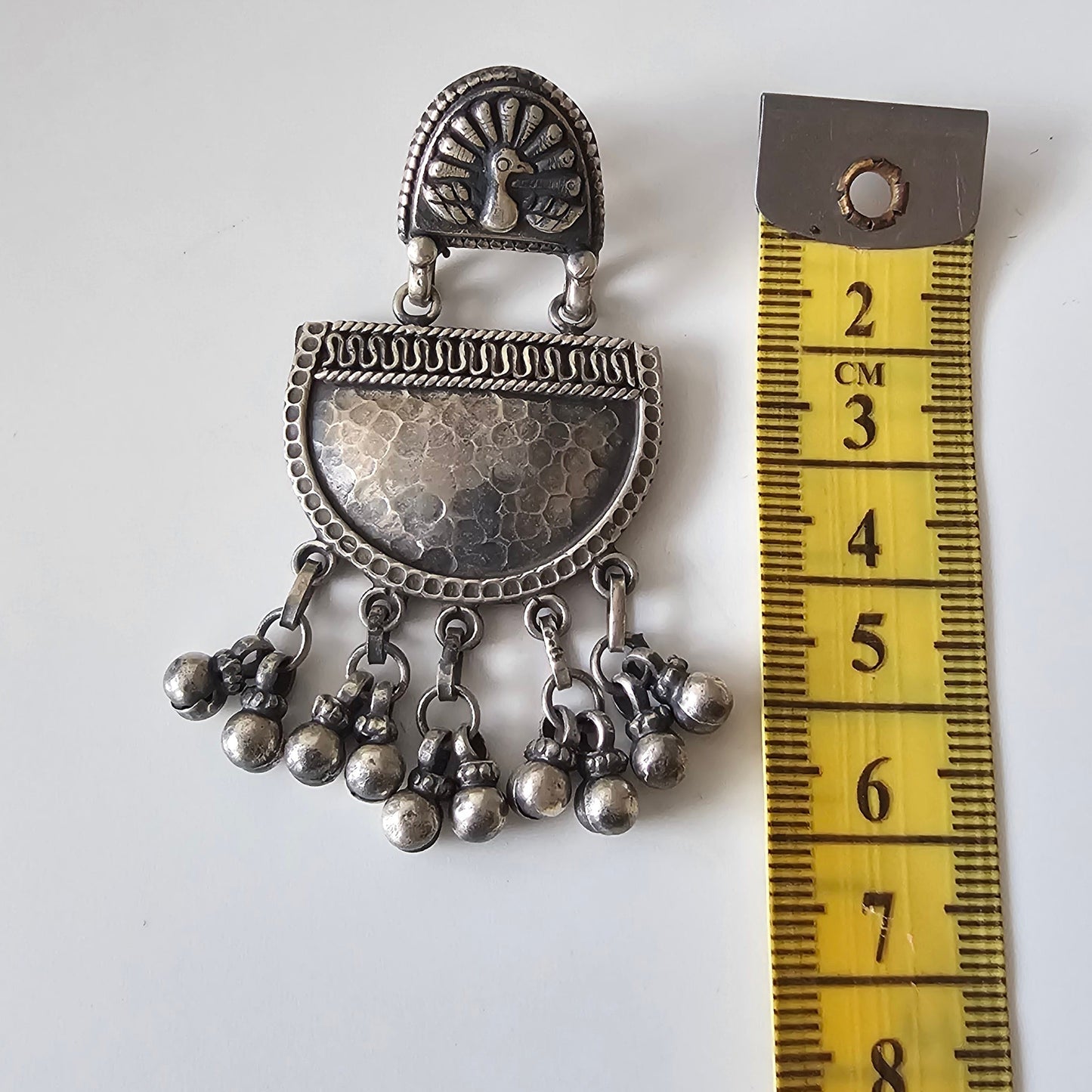 Peacock Jhumki in hammered texture