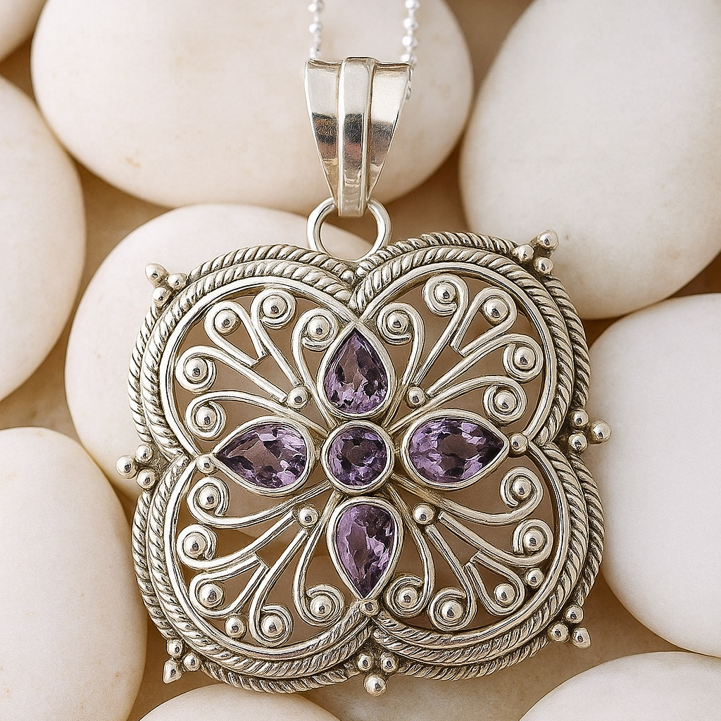 Amethyst Silver Pendant