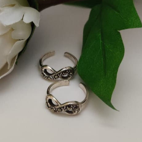 Swiss Marcasite Toe Ring-Infinity Double loop Big- pair