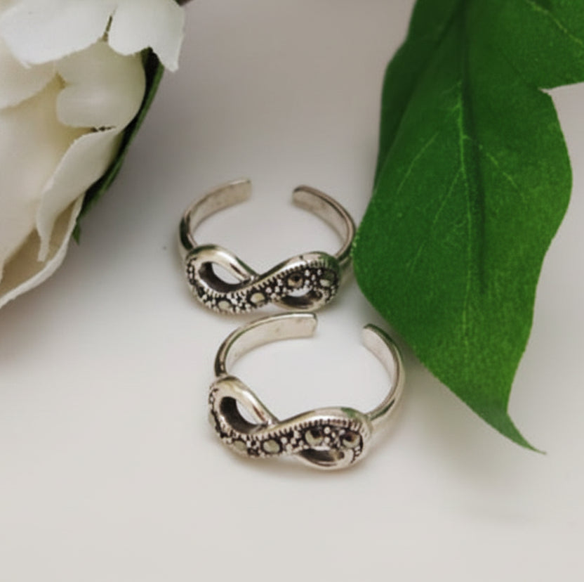 Swiss Marcasite Toe Ring-Infinity Double loop Big- pair