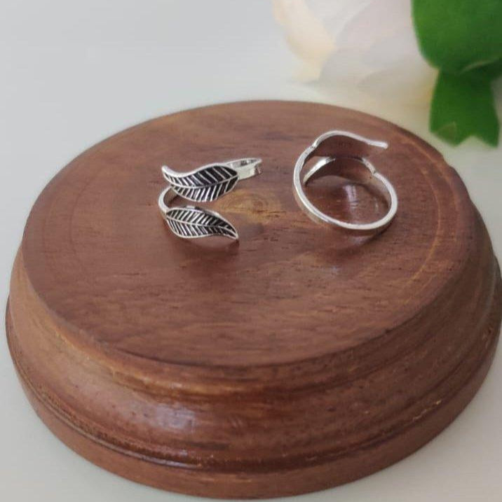 Swiss Marcasite Toe Ring_Leaf- pair