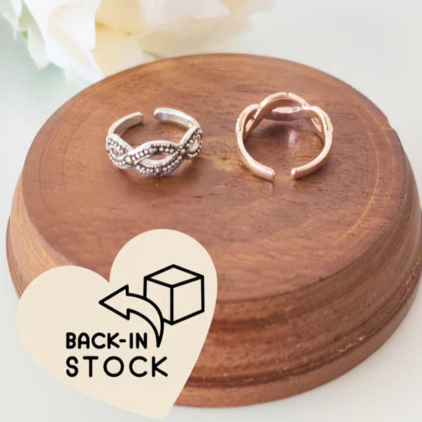 Swiss Marcasite Toe Ring- Infinity- pair