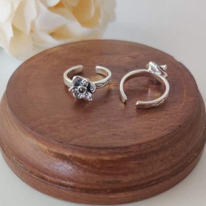 Swiss Marcasite Toe Ring- Flower- pair