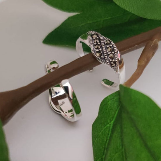 Swiss Marcasite Toe Ring-Double Row- pair