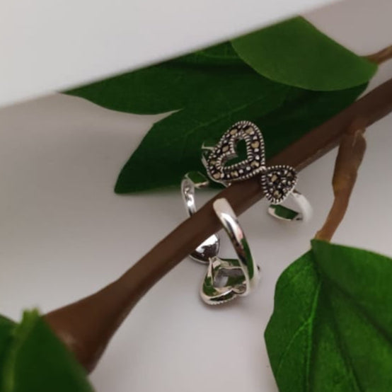 Swiss Marcasite Toe Ring-Heart2Heart- pair