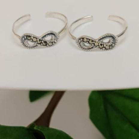 Swiss Marcasite Toe Ring-Infinity Double loop small- pair