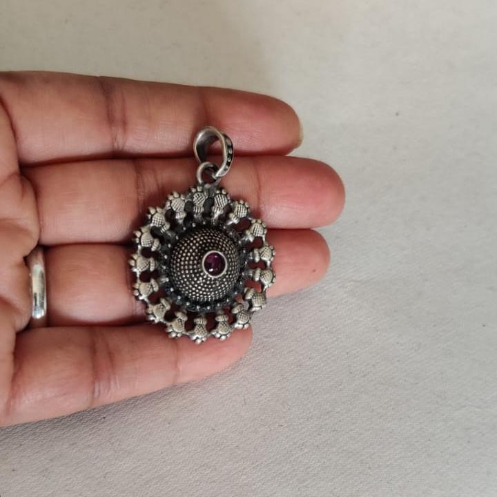 Sun Pendant with Ruby Center