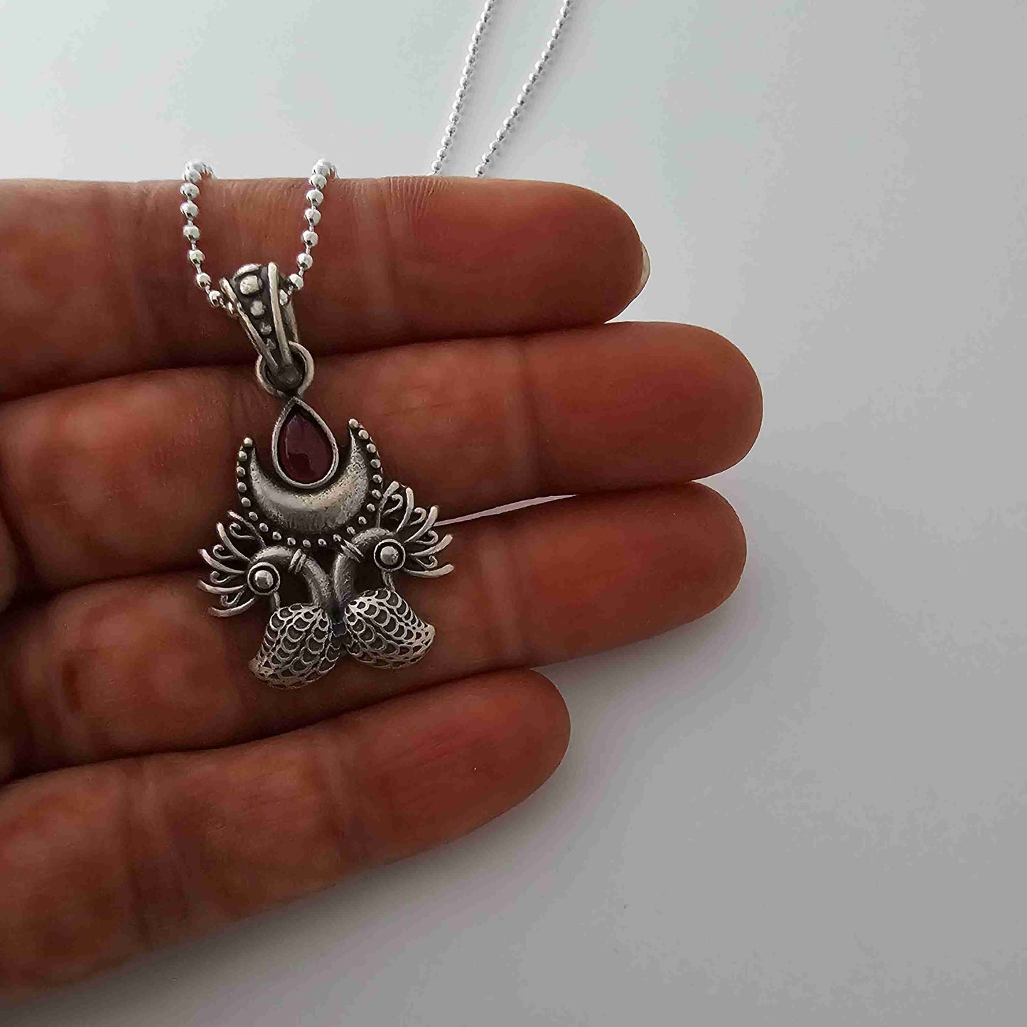 Silver Double Peacock Pendant