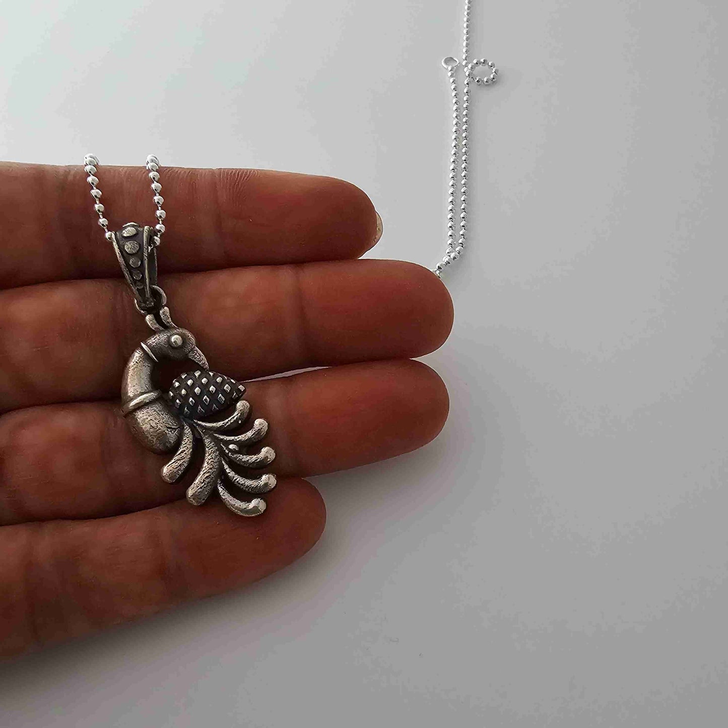 Silver Single Peacock Pendant