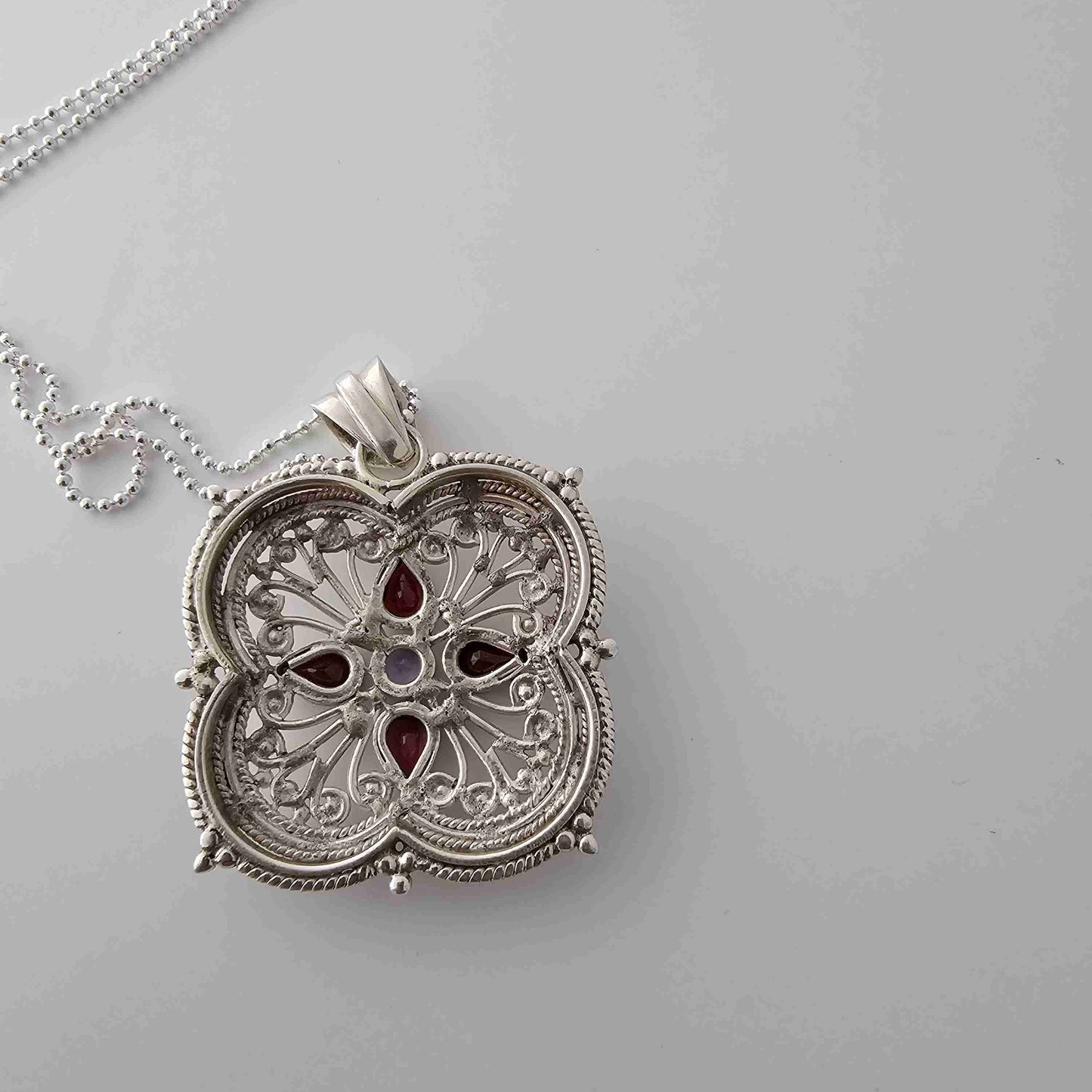 Silver 5 Ruby Pendant