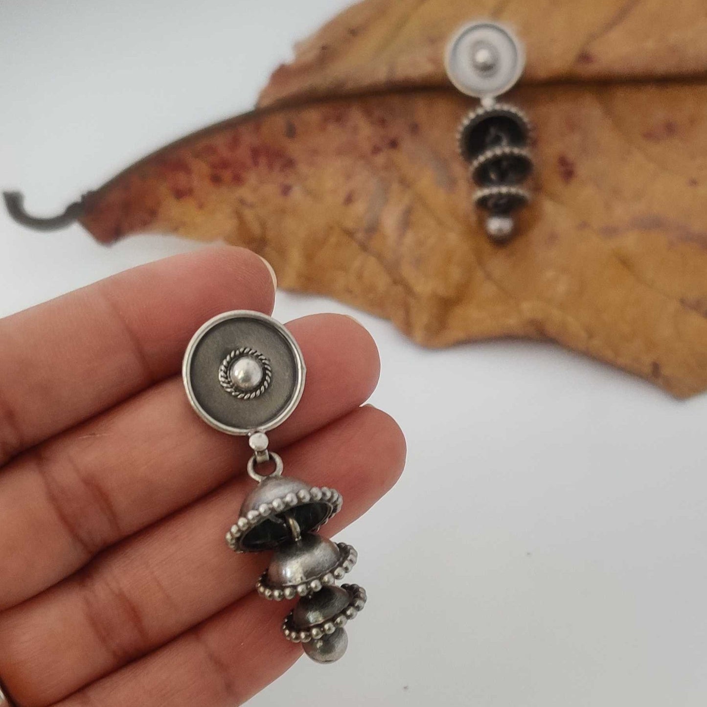 Silver 3 Layer Traditional Jhumki