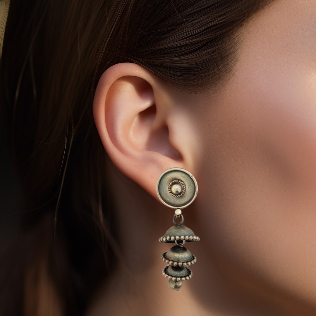 Silver 3 Layer Traditional Jhumki
