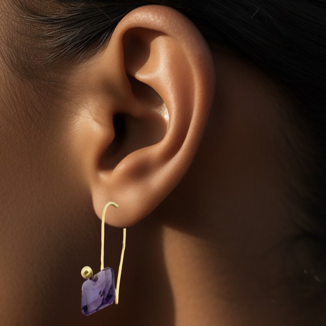 Gold plated 18kt Amethyst Dangler