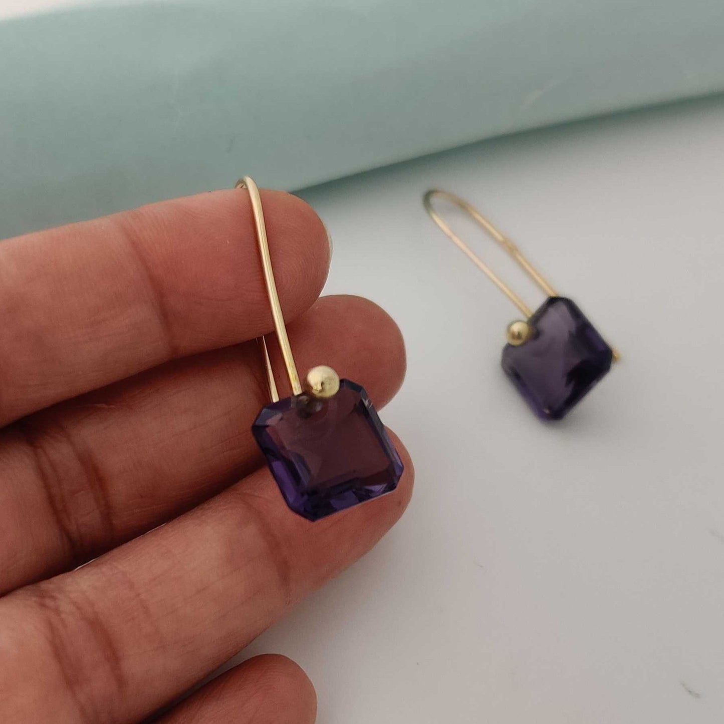 Gold plated 18kt Amethyst Dangler