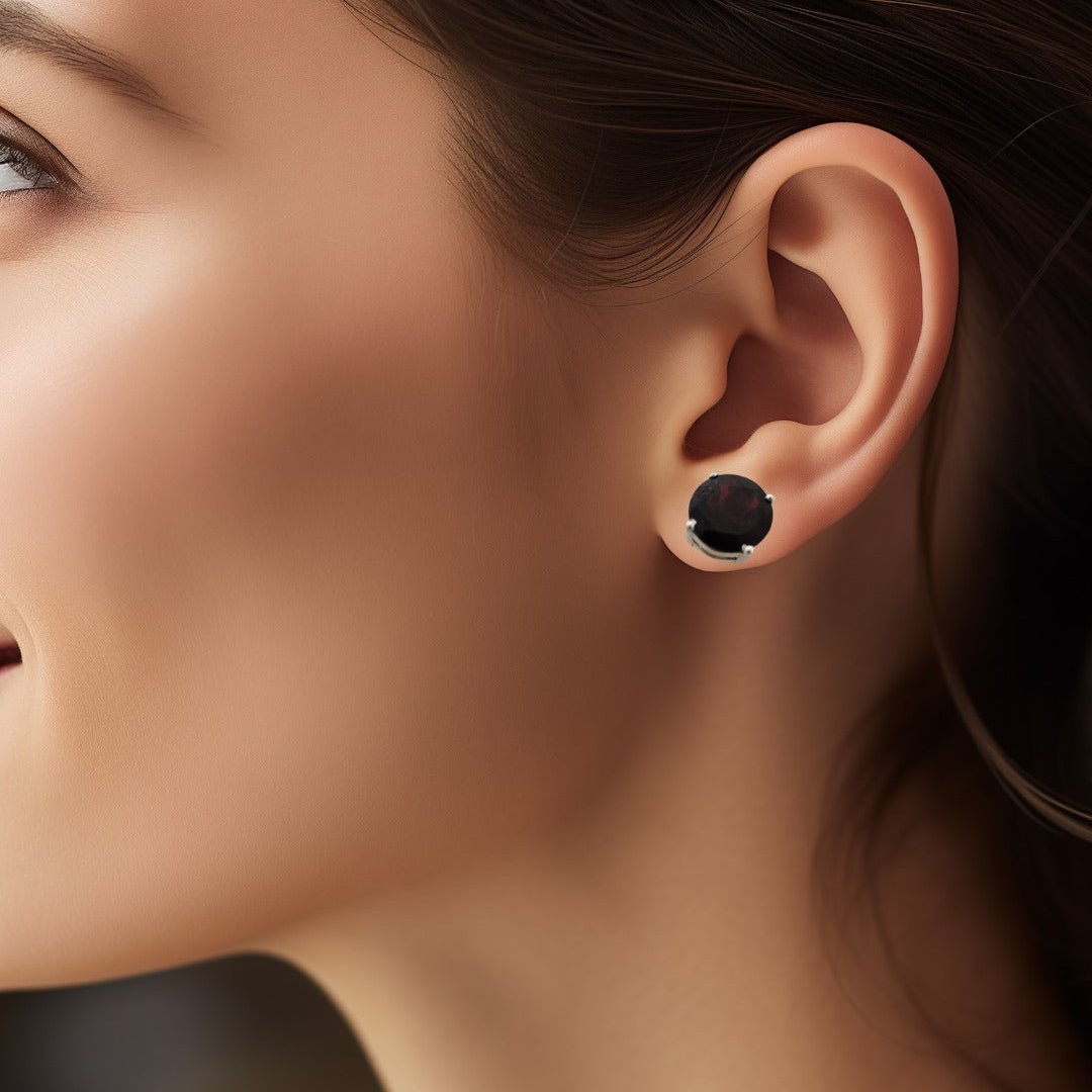 Silver Garnet Gleam Studs