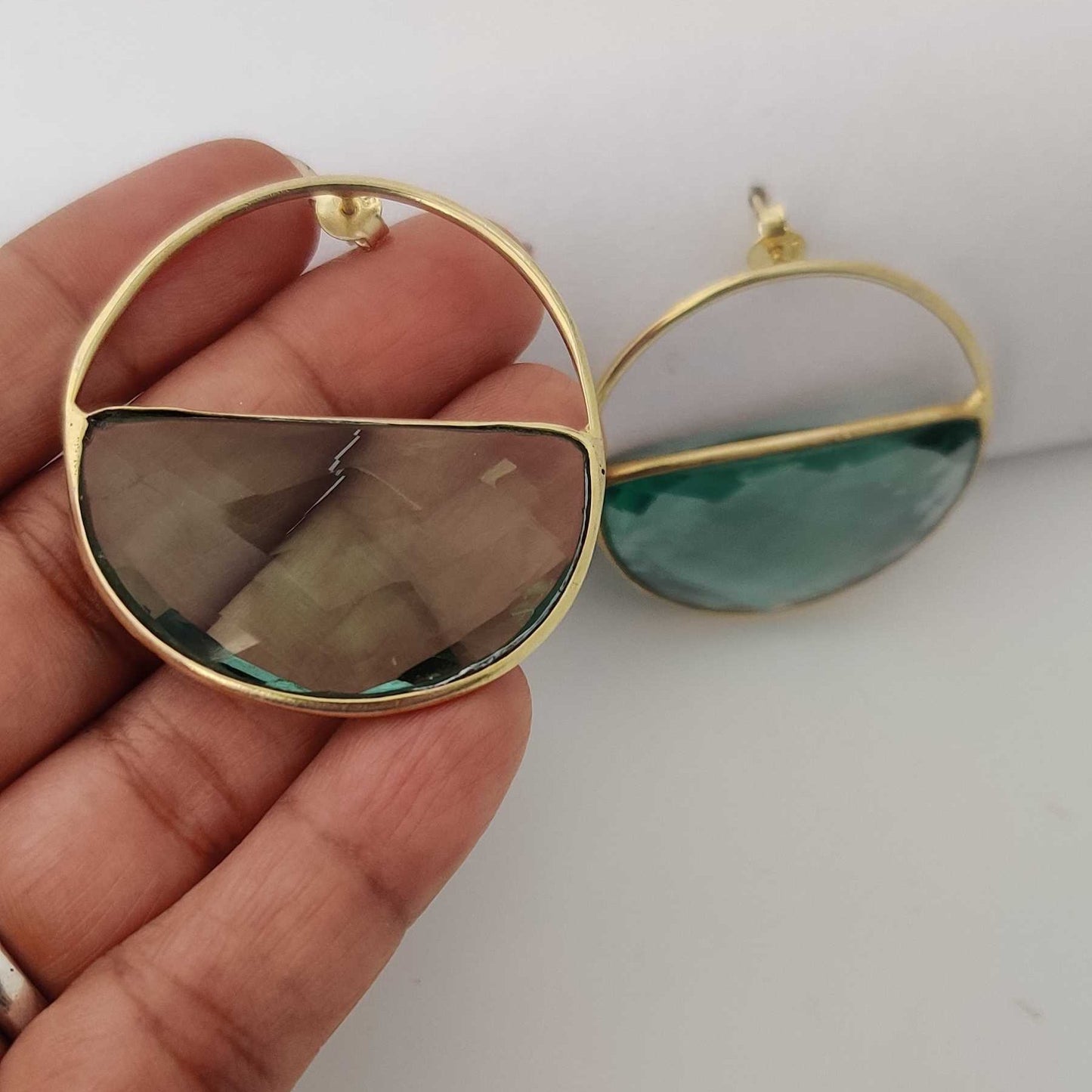 18kt Gold plated Aqua Hoop Stud