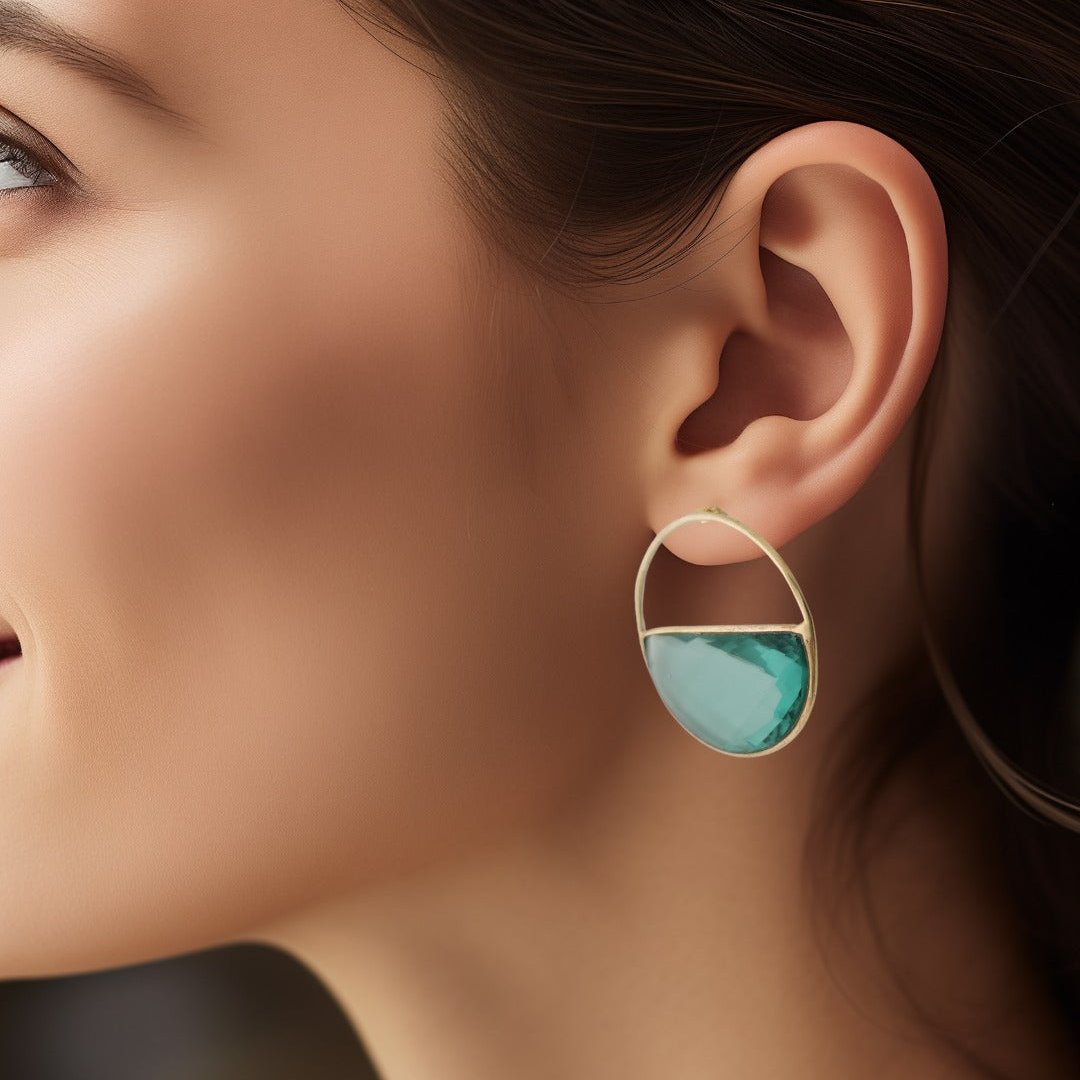 18kt Gold plated Aqua Hoop Stud