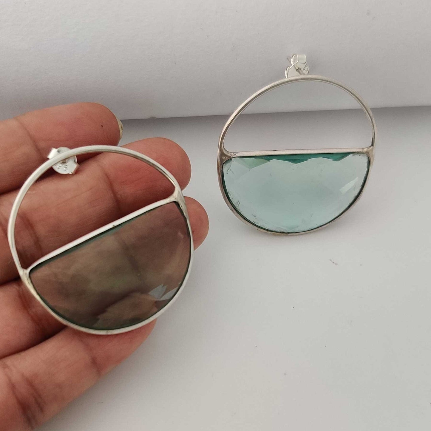 Silver Aqua Dream Hoop Stud