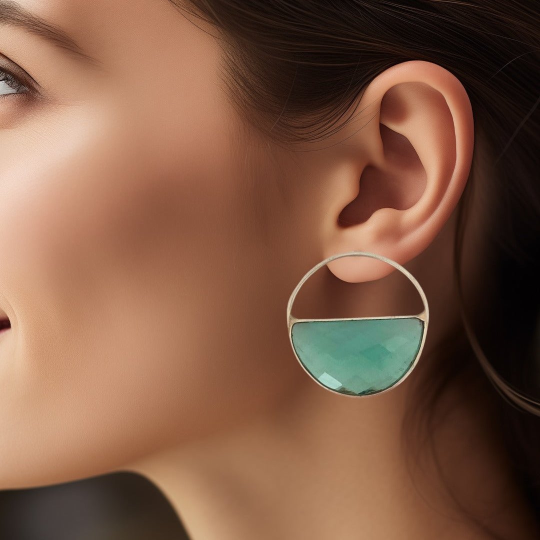 Silver Aqua Dream Hoop Stud