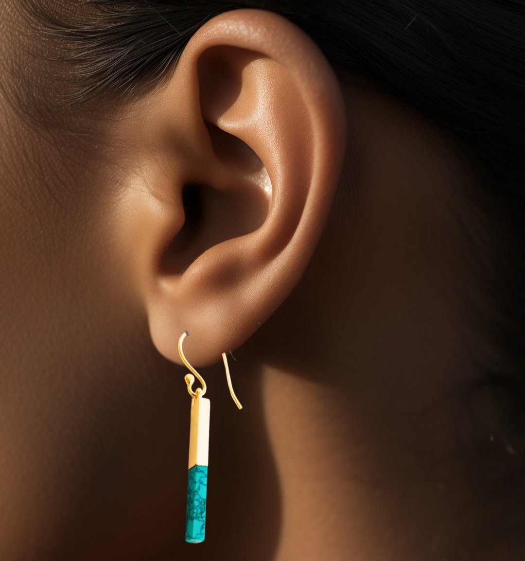 18kt Gold plated Turquoise Bar