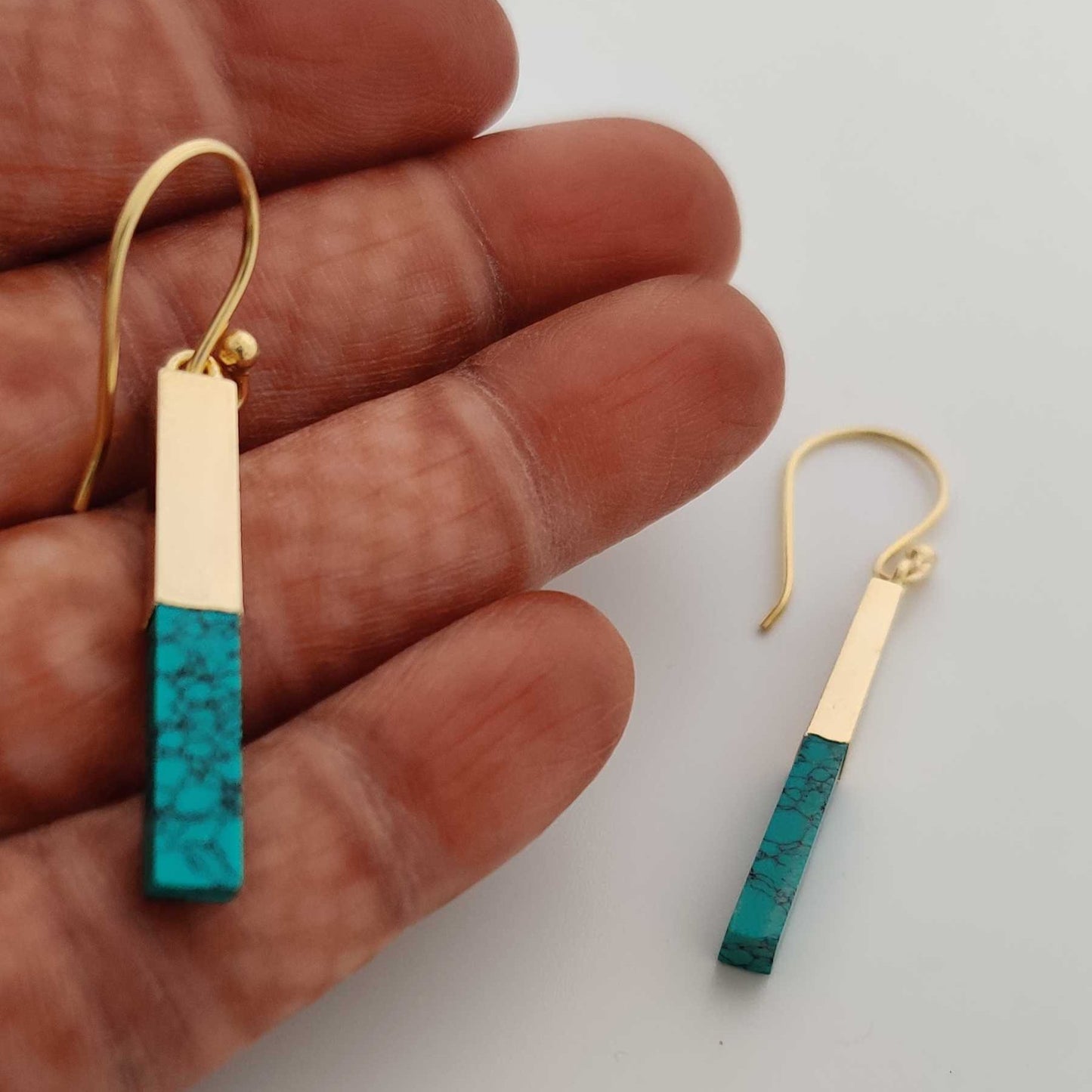 18kt Gold plated Turquoise Bar