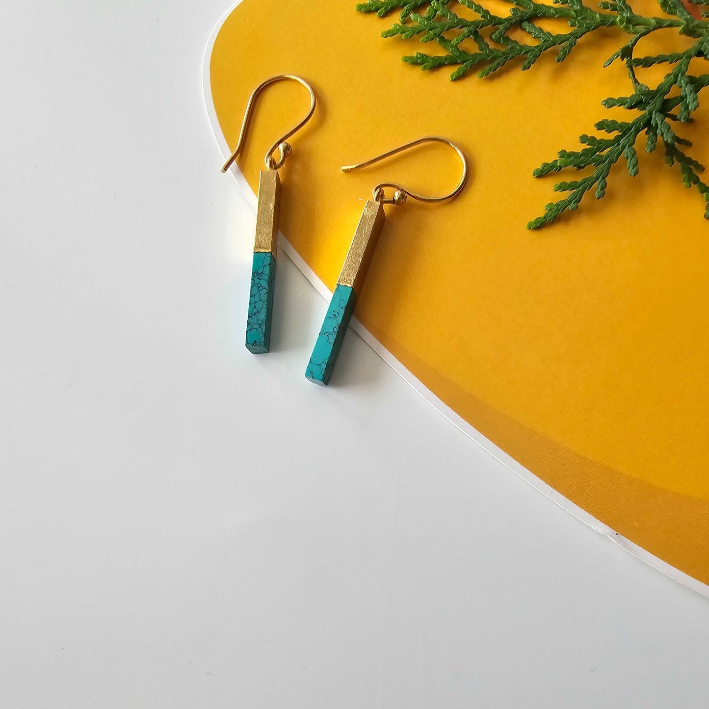 18kt Gold plated Turquoise Bar