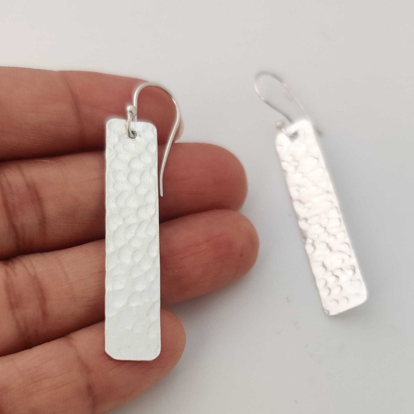Hammered Bar Drop Earrings