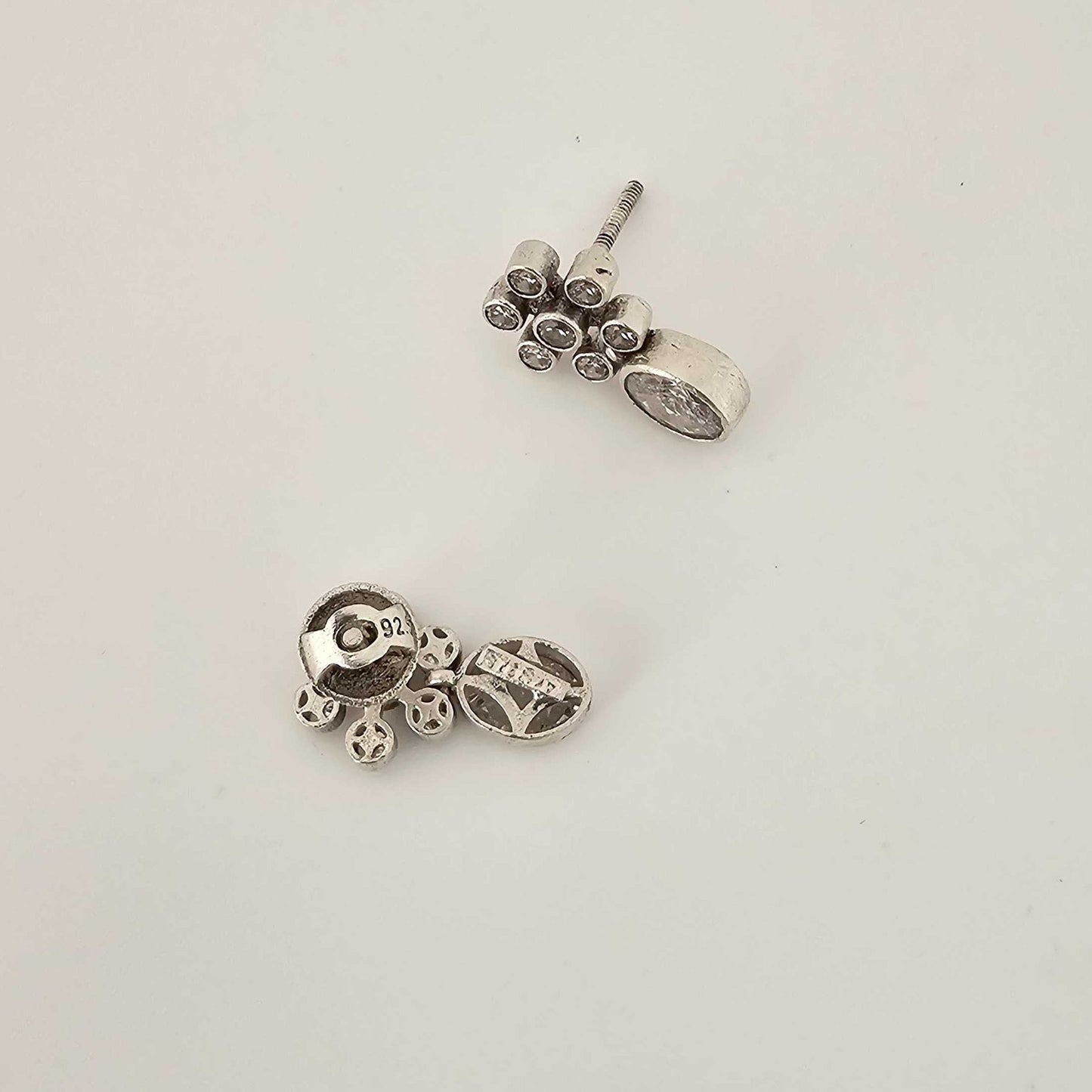 Silver Kundan White Cutstone Stud