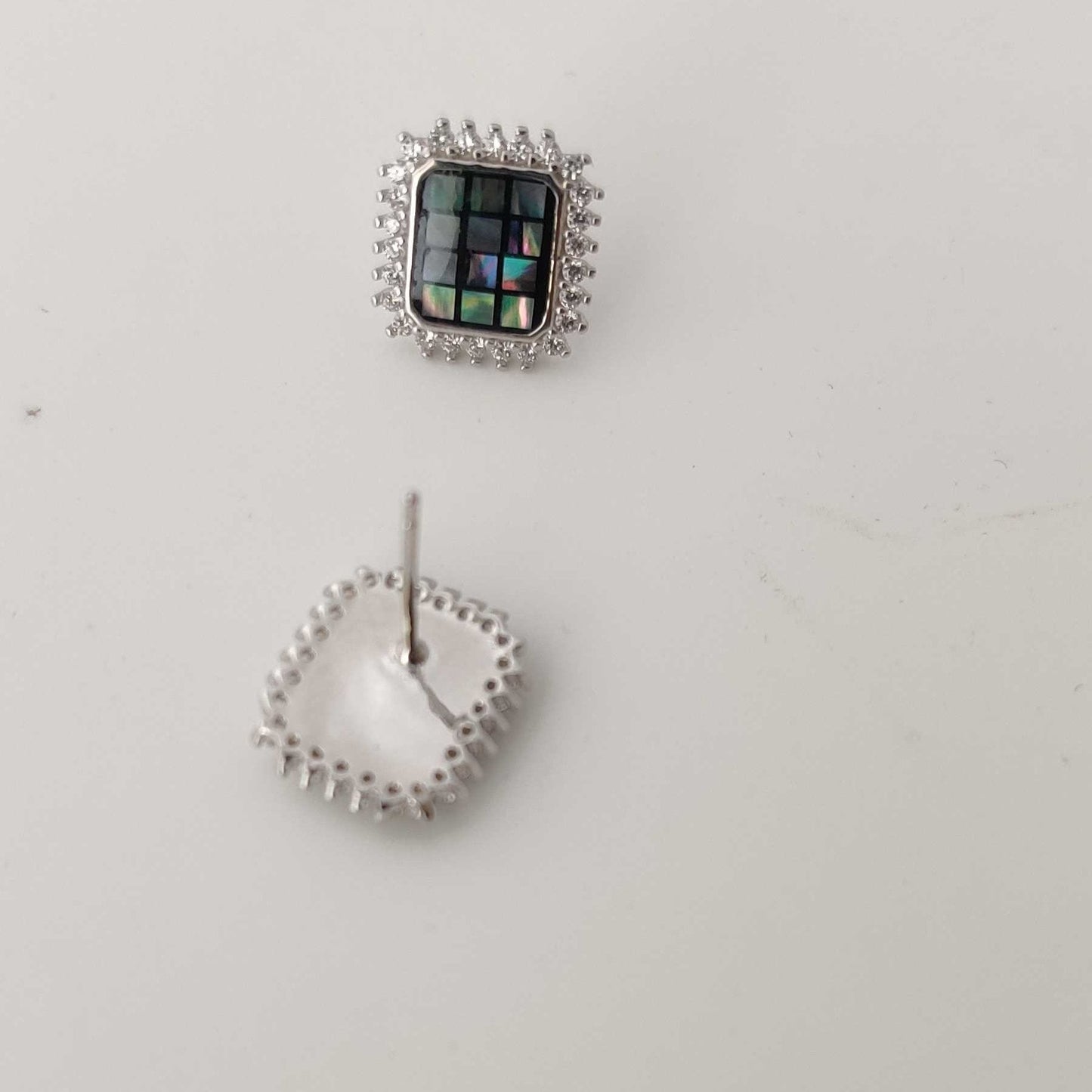 Silver Abalone Square Stud