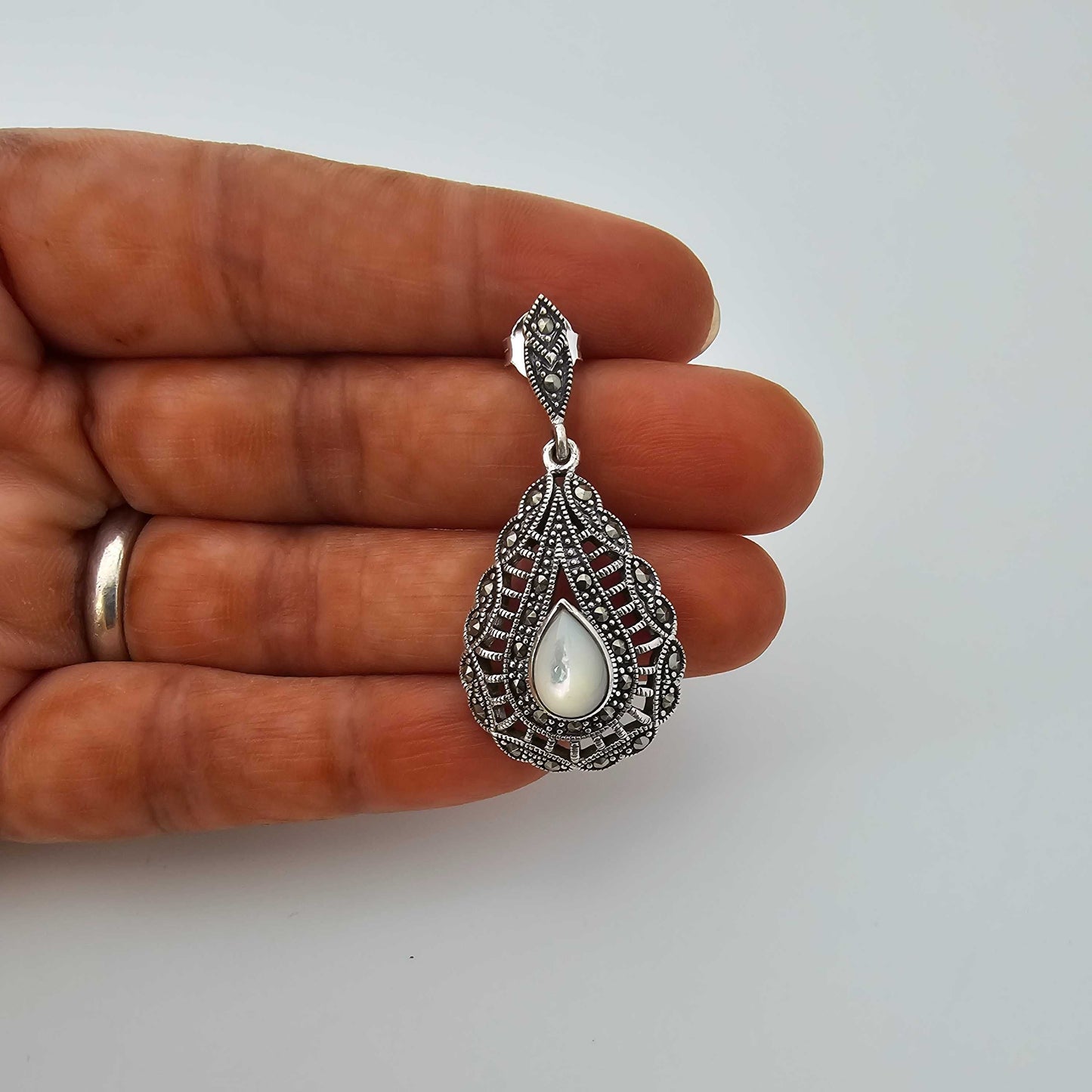 Silver SwissMarka Moonstone Jhumka