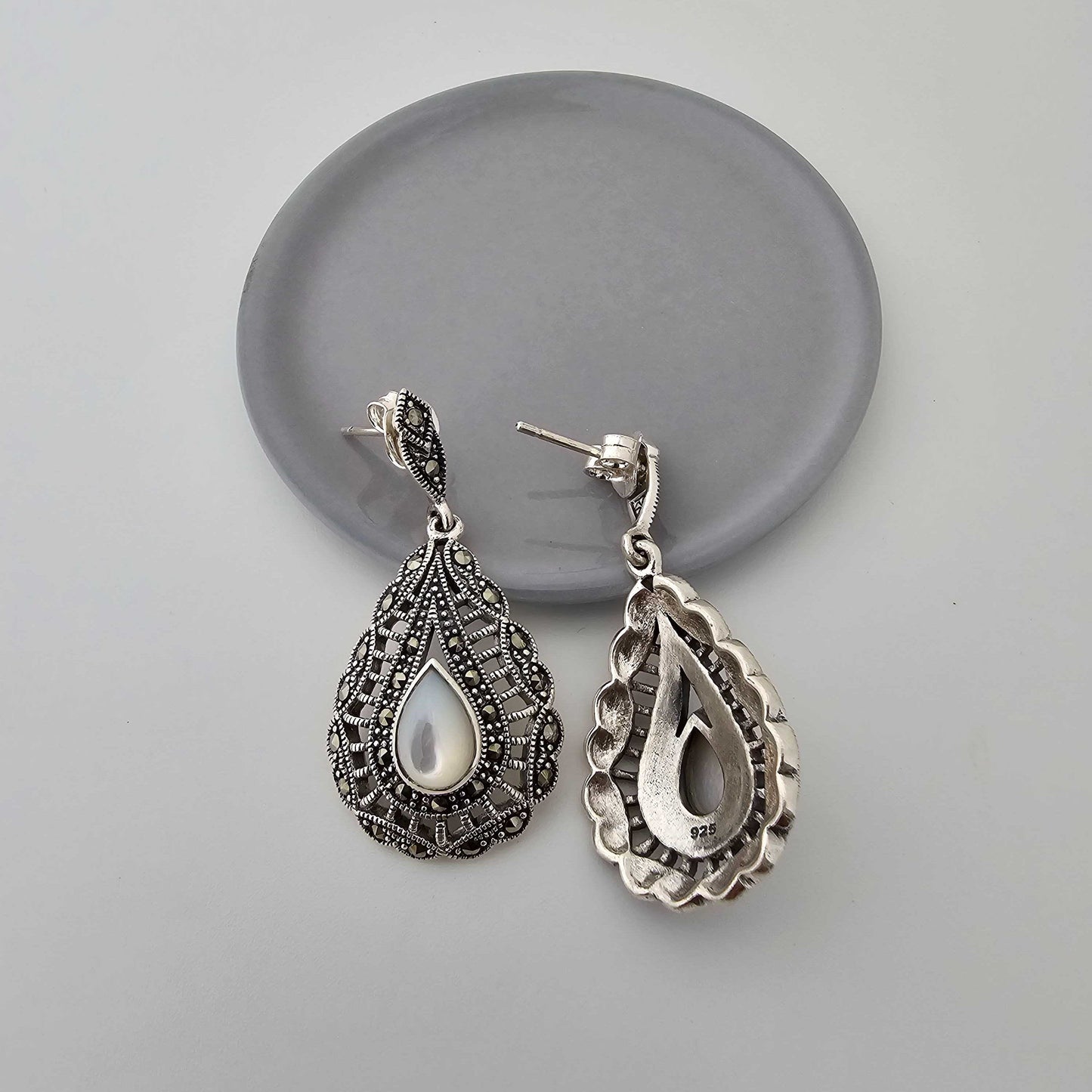 Silver SwissMarka Moonstone Jhumka
