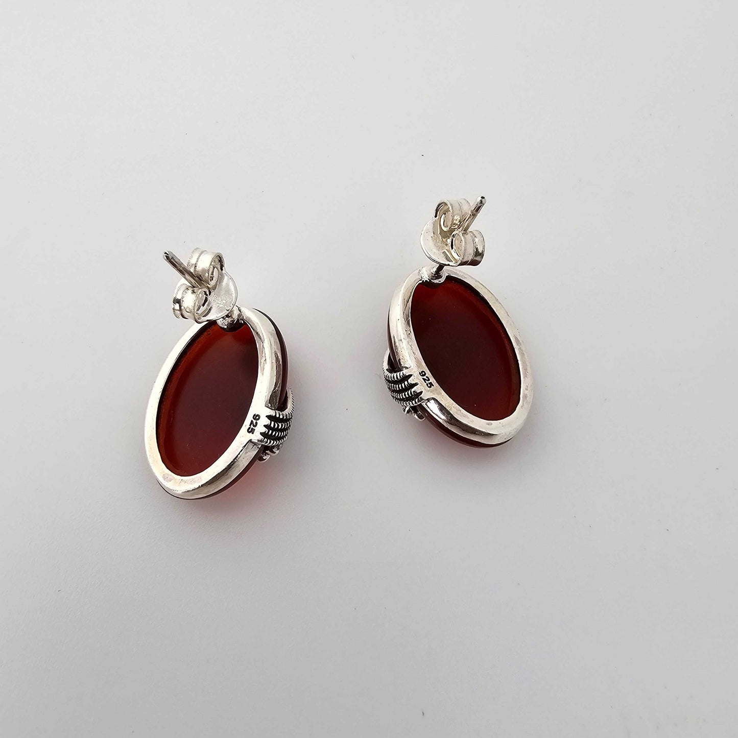 Silver SwissMarka Red Oval Stud