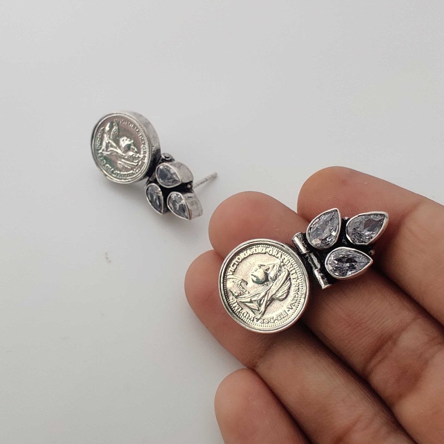 Silver White Cutstone Stud