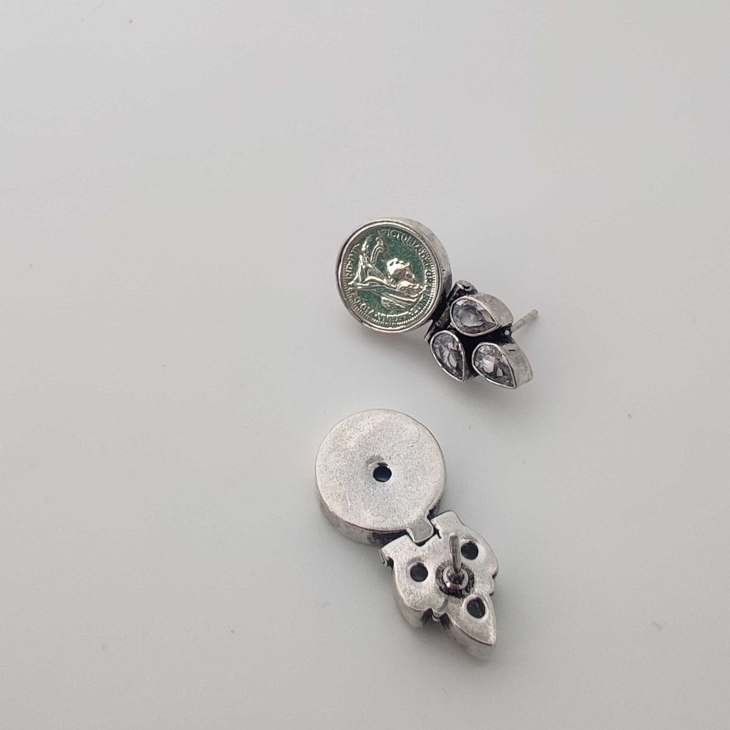 Silver White Cutstone Stud