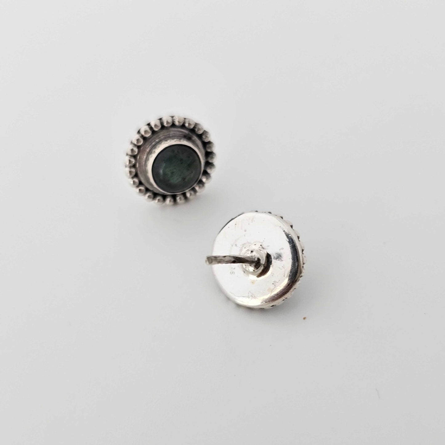 Silver Jade Round Stud