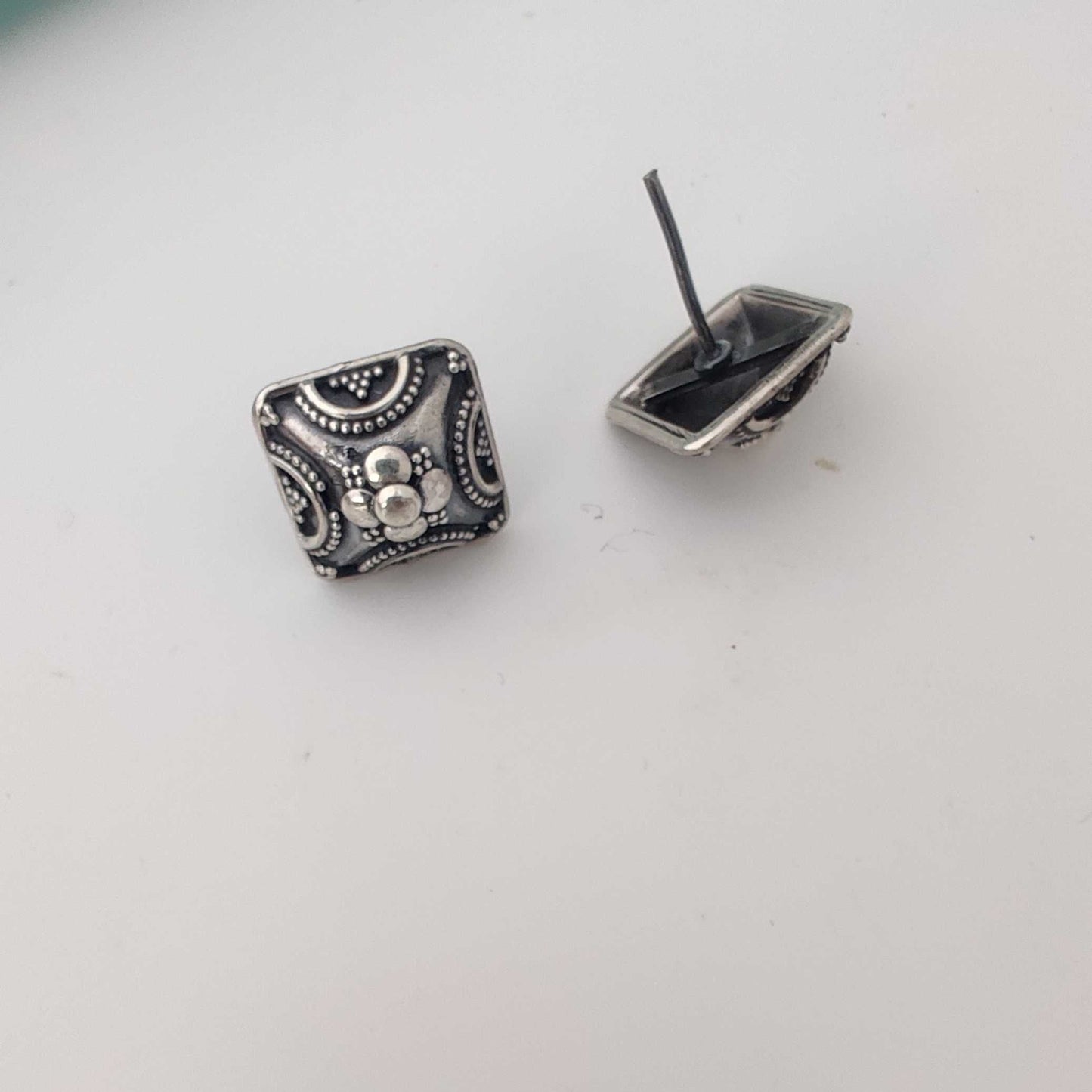 Silver Square Dome 5 Dot Stud
