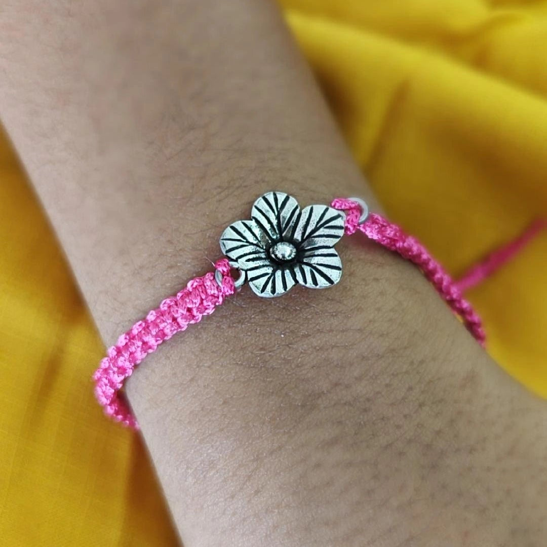 Flower Rakhi 5 petal (Pink Thread)