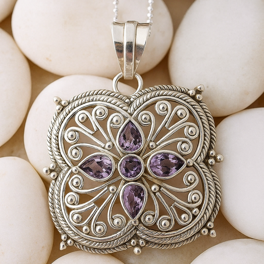 Amethyst Silver Pendant