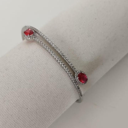 Silver Cutstone Bracelet Ruby