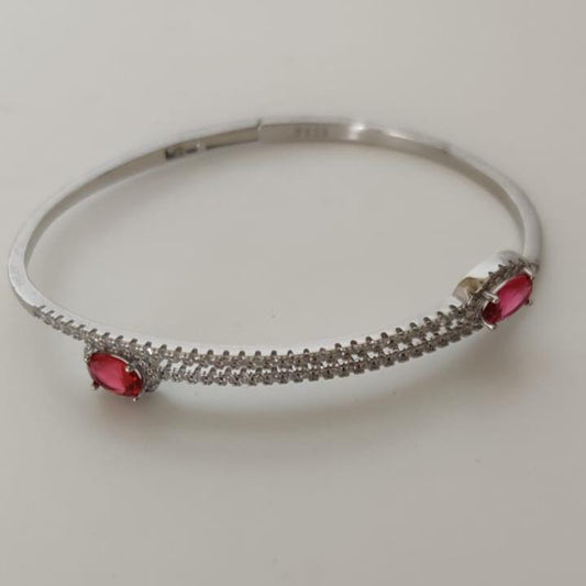 Silver Cutstone Bracelet Ruby