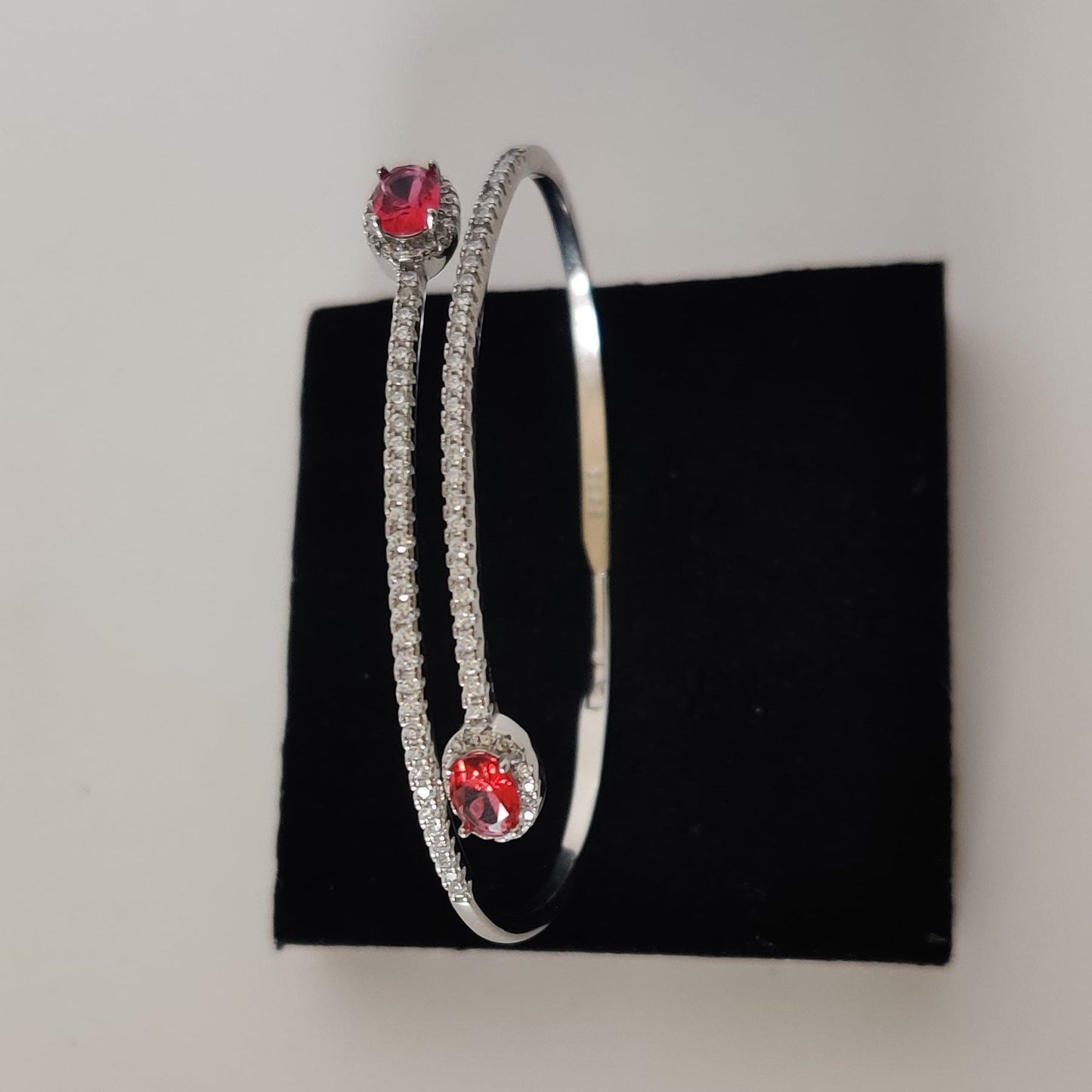 Silver Cutstone Bracelet Ruby