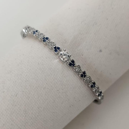 Silver Cutstone Bracelet Blue White