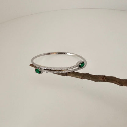 Silver Cutstone Bracelet Emerald