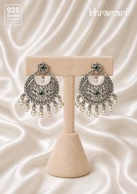 Anaya Emerald Pearl Chandbali Earrings
