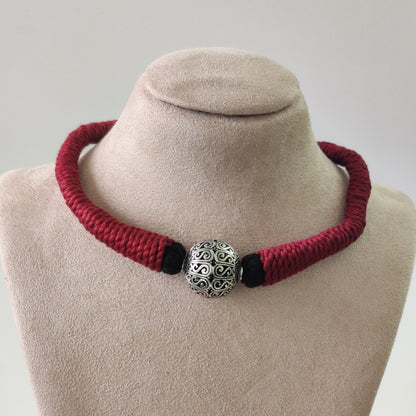 Filigree Ball Chocker- Maroon