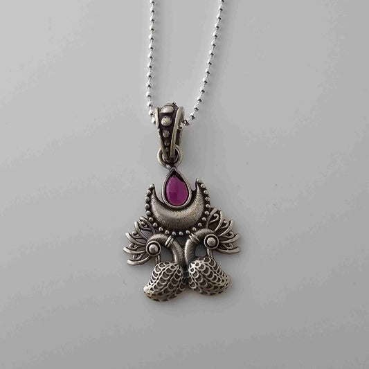 Silver Double Peacock Pendant