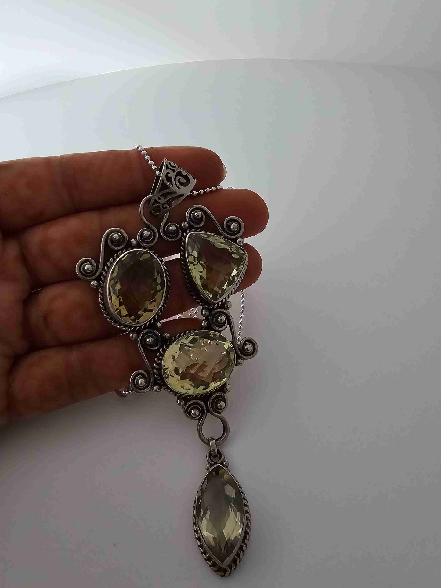 Brazilian Silver Peridot Stone Pendant