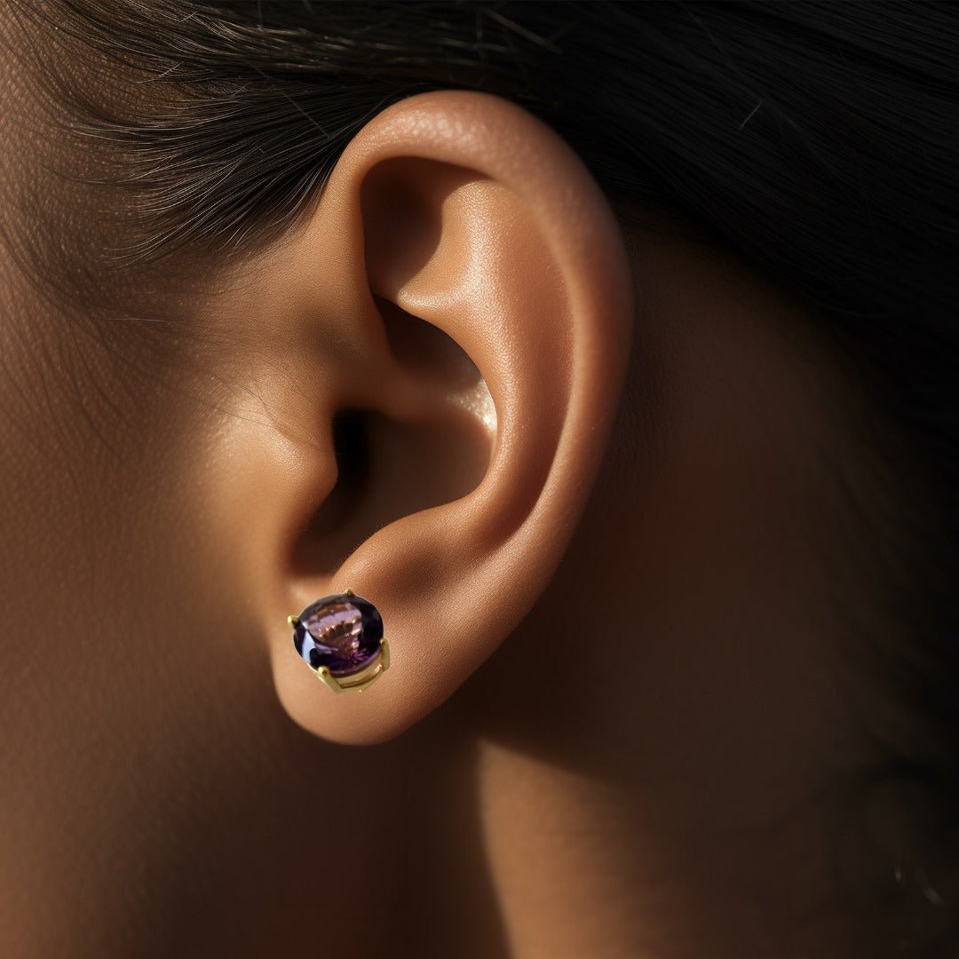 18kt Gold plated Amethyst Studs