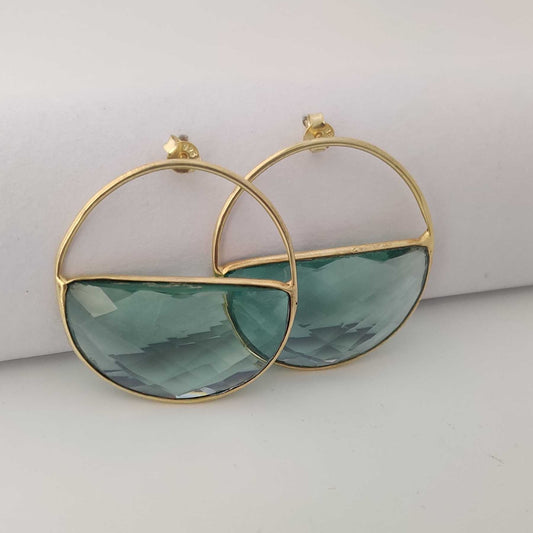 18kt Gold plated Aqua Hoop Stud