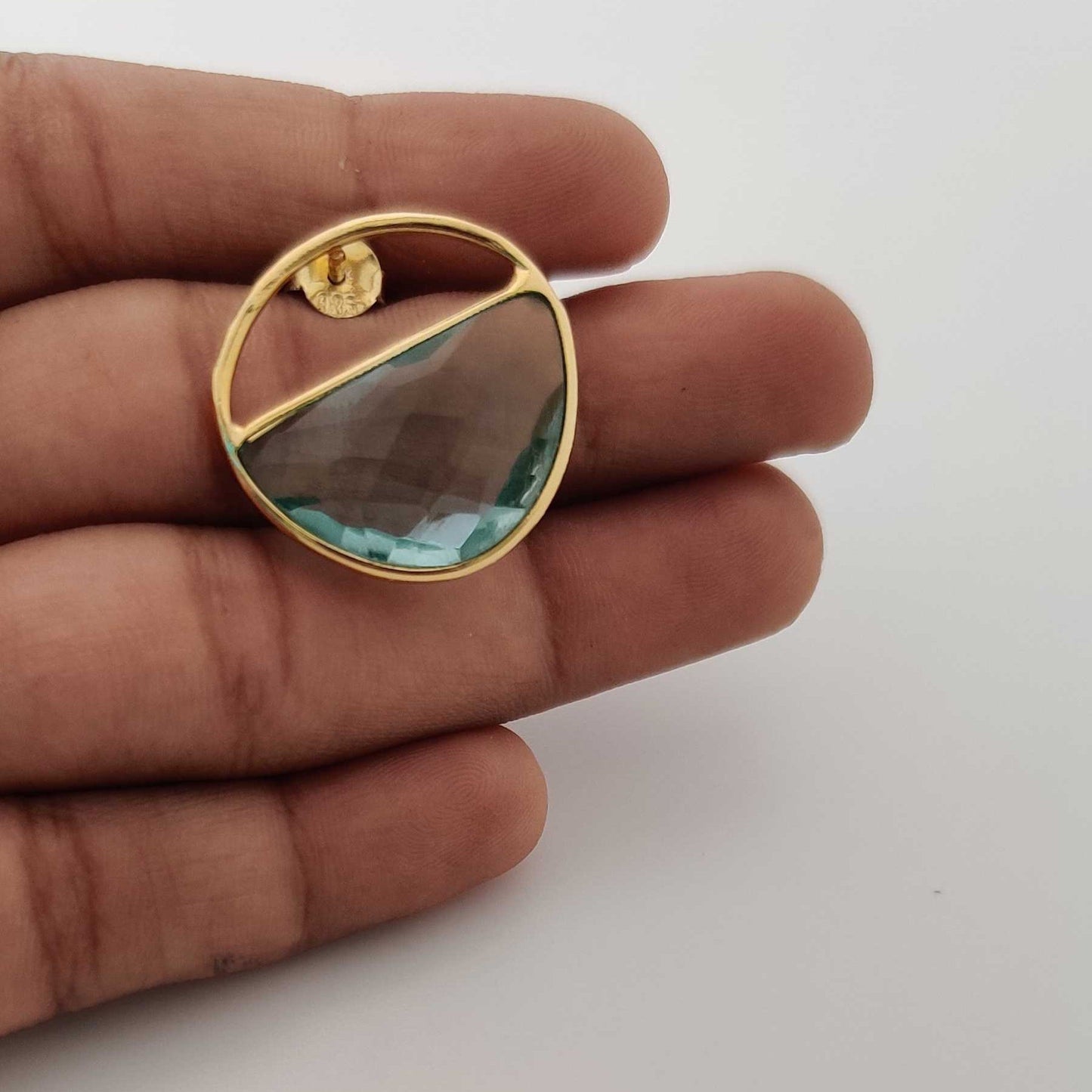 18kt Gold plated Mini Aqua Hoop Stud